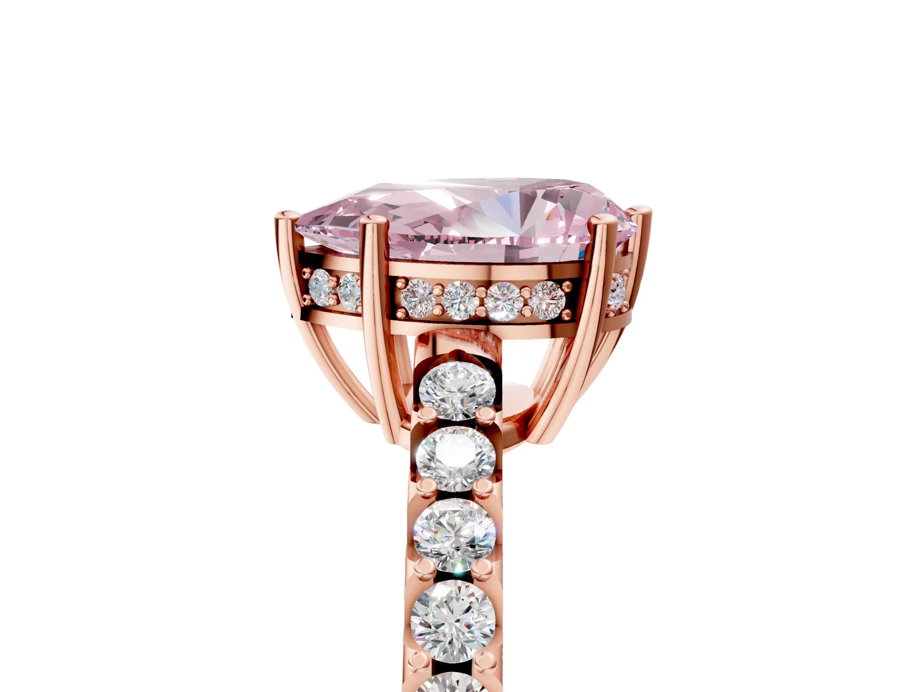 Rose gold Fancy Pink Pear Cut Solitaire Diamond Engagement Ring with Pavé Band and Six-Prong Setting_17