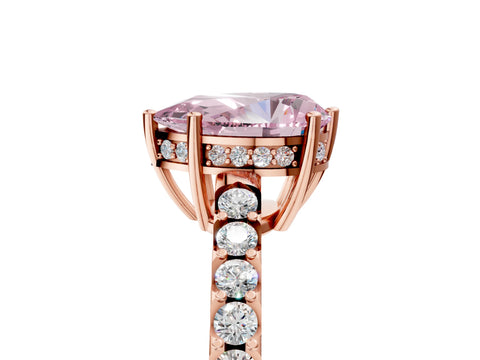 Rose gold Fancy Pink Pear Cut Solitaire Diamond Engagement Ring with Pavé Band and Six-Prong Setting_17