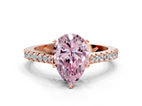 Rose gold Fancy Pink Pear  Cut Solitaire Diamond Engagement Ring with Pave Band and Four-Prong Setting_164