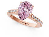 Rose gold Fancy Pink Pear  Cut Solitaire Diamond Engagement Ring with Pave Band and Four-Prong Setting_165