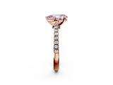 Rose gold Fancy Pink Pear  Cut Solitaire Diamond Engagement Ring with Pave Band and Four-Prong Setting_166