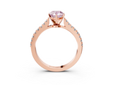 Rose gold Fancy Pink Pear  Cut Solitaire Diamond Engagement Ring with Pave Band and Four-Prong Setting_167