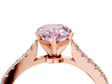 Rose gold Fancy Pink Pear  Cut Solitaire Diamond Engagement Ring with Pave Band and Four-Prong Setting_168