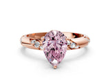 Rose gold Fancy Pink Pear Cut Solitaire Diamond Engagement Ring with Twisted Pave Band and Four-Prong Setting_3