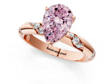 Rose gold Fancy Pink Pear Cut Solitaire Diamond Engagement Ring with Twisted Pave Band and Four-Prong Setting_4