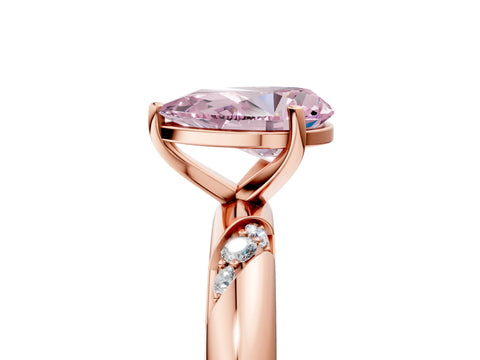 Rose gold Fancy Pink Pear Cut Solitaire Diamond Engagement Ring with Twisted Pave Band and Four-Prong Setting_8
