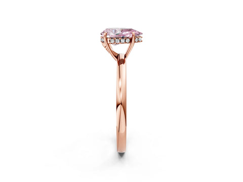 Rose gold Fancy Pink Pear Cut Solitaire Diamond Ring with Prong Setting and Plain Band_2