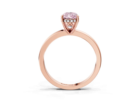 Rose gold Fancy Pink Pear Cut Solitaire Diamond Ring with Prong Setting and Plain Band_3