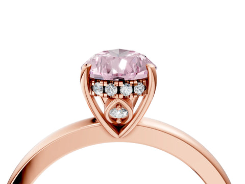 Rose gold Fancy Pink Pear Cut Solitaire Diamond Ring with Prong Setting and Plain Band_4