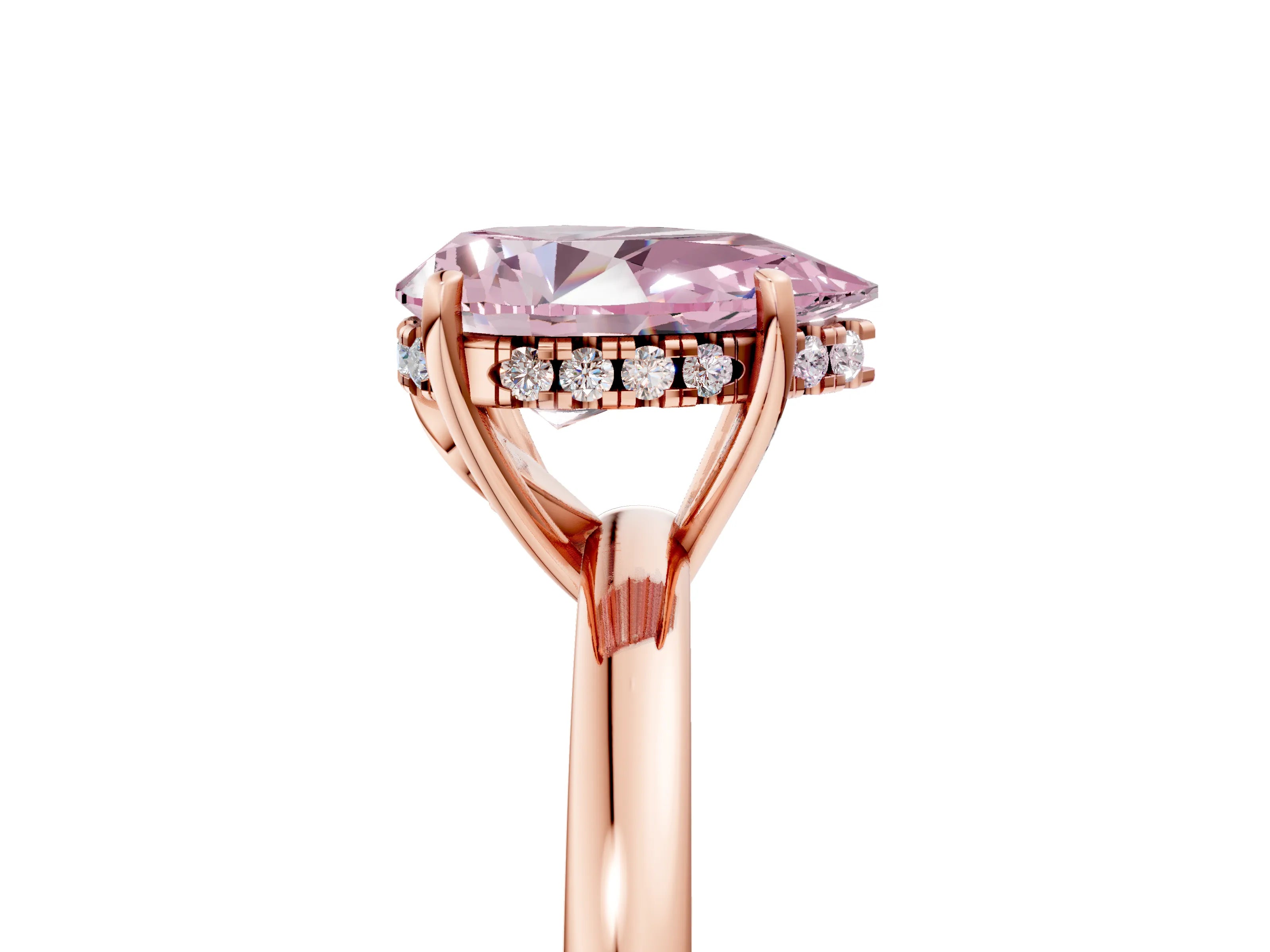 Rose gold Fancy Pink Pear Cut Solitaire Diamond Ring with Prong Setting and Plain Band_5
