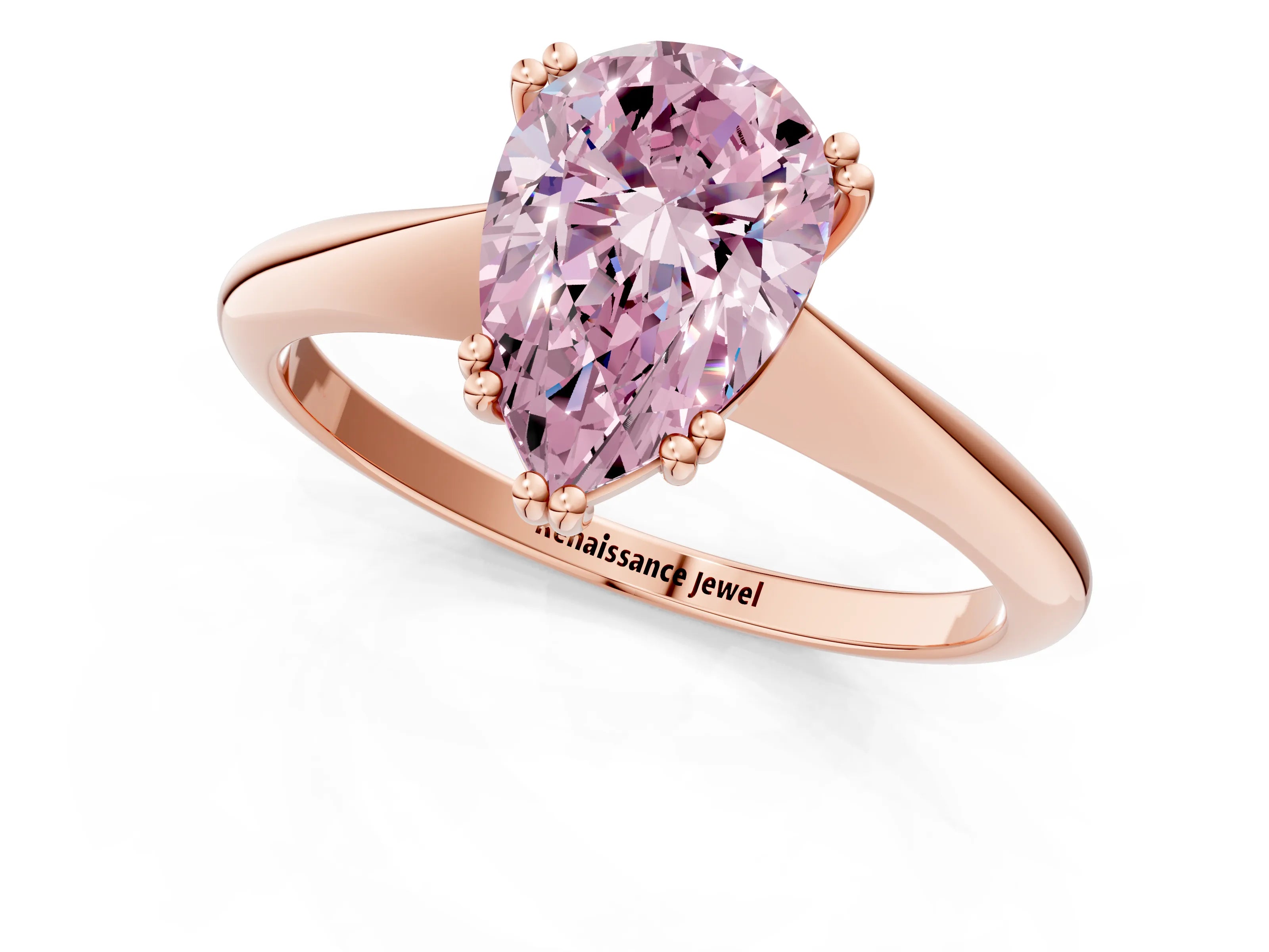 Rose gold Fancy Pink Pear Cut Solitaire Diamond Ring with Six-Prong Setting and Classic Band_1