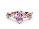 Rose gold Fancy Pink Pear  Cut Solitaire Diamond Twisted Band with Pave Setting_28