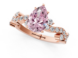 Rose gold Fancy Pink Pear  Cut Solitaire Diamond Twisted Band with Pave Setting_29