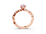 Rose gold Fancy Pink Pear  Cut Solitaire Diamond Twisted Band with Pave Setting_31