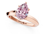 Rose gold Fancy Pink Pear  Cut Solitaire Engagement Ring with Flat Band and Four-Prong Setting 1