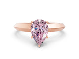 Rose gold Fancy Pink Pear  Cut Solitaire Engagement Ring with Flat Band and Four-Prong Setting