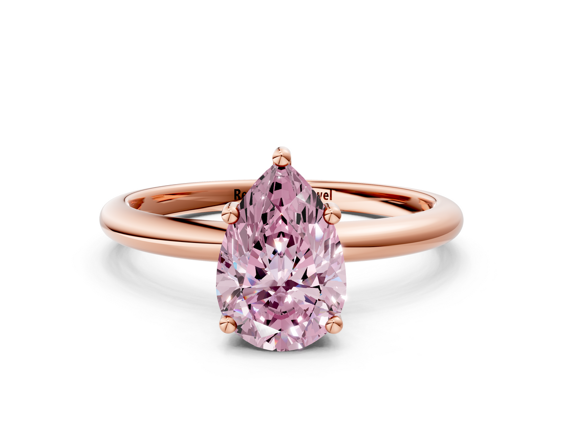 Rose gold Fancy Pink Pear  Cut Solitaire Engagement Ring with Four-Prong Setting and Classic Band_20