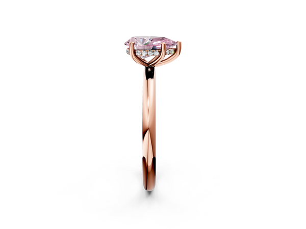 Rose gold Fancy Pink Pear  Cut Solitaire Engagement Ring with Four-Prong Setting and Classic Band