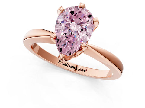 Rose gold Fancy Pink Pear Cut Solitaire Engagement Ring with Six-Prong Setting and Tapered Band_1