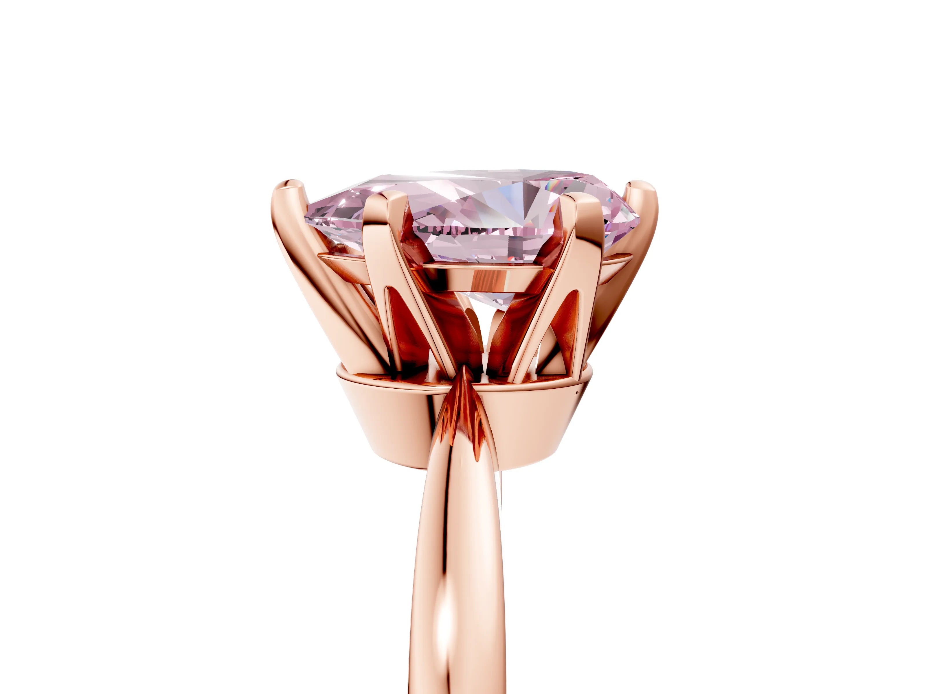 Rose gold Fancy Pink Pear Cut Solitaire Engagement Ring with Six-Prong Setting and Tapered Band_5