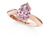 Rose gold Fancy Pink Pear  Cut Solitaire Engagement Ring with Tapered Band and Four-Prong Setting 1