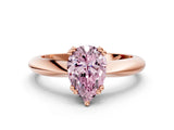 Rose gold Fancy Pink Pear  Cut Solitaire Engagement Ring with Tapered Band and Four-Prong Setting