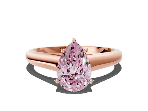 Rose gold Fancy Pink Pear Cut Solitaire Engagement Ring with Tapered Band and Four-Prong Setting_3