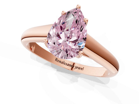 Rose gold Fancy Pink Pear Cut Solitaire Engagement Ring with Tapered Band and Four-Prong Setting_4