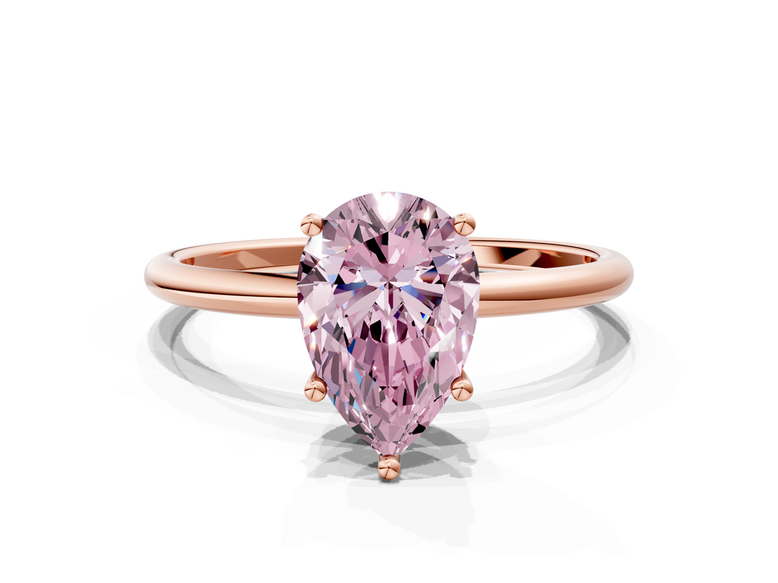 Rose gold Fancy Pink Pear  Cut Solitaire Engagement Ring with Thin Band and Four-Prong Setting_3