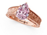 Rose gold Fancy Pink Pear  Cut Solitaire Engraved Band with Four-Prong Setting_63