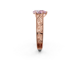 Rose gold Fancy Pink Pear  Cut Solitaire Engraved Band with Four-Prong Setting_64