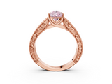 Rose gold Fancy Pink Pear  Cut Solitaire Engraved Band with Four-Prong Setting_65