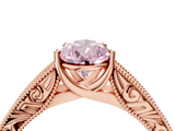 Rose gold Fancy Pink Pear  Cut Solitaire Engraved Band with Four-Prong Setting_66