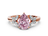Rose gold Fancy Pink Pear  Cut Solitaire Floral Diamond Ring with Four-Prong Setting_36