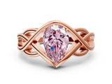 Rose gold Fancy Pink Pear Cut Solitaire Intertwined Band Prong Setting Ring