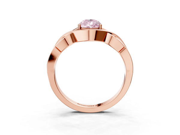 Rose Gold Pear-Shaped Woven Solitaire Engagement Ring Setting for Fancy Pink Center