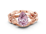 Rose gold Fancy Pink Pear Cut Solitaire Leaf-Inspired Engagement Ring with Prong Setting_12