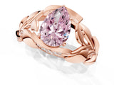 Rose gold Fancy Pink Pear Cut Solitaire Leaf-Inspired Engagement Ring with Prong Setting_13
