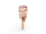 Rose gold Fancy Pink Pear Cut Solitaire Leaf-Inspired Engagement Ring with Prong Setting_14