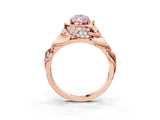 Rose gold Fancy Pink Pear Cut Solitaire Leaf-Inspired Engagement Ring with Prong Setting_15