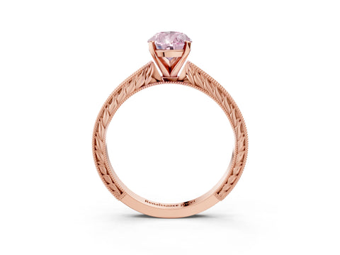 Rose gold Fancy Pink Pear Cut Solitaire Milgrain Engraved Band with Four-Prong Setting_3