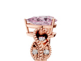 Rose gold Fancy Pink Pear Cut Solitaire Milgrain Leaf Band with Prong Setting_5
