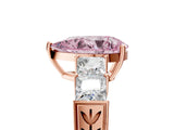 Rose gold Fancy Pink Pear Cut Solitaire Princess Side Stone Engraved Band Prong Setting Ring_5