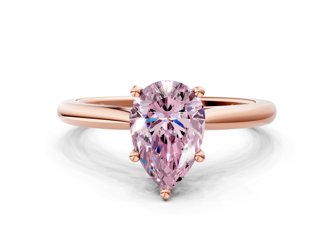 Rose gold Fancy Pink Pear  Cut Solitaire Ring with Cathedral Band and Four-Prong Setting_74