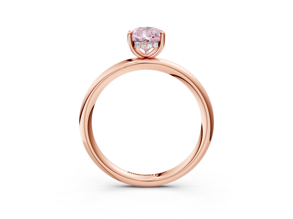 Rose gold Fancy Pink Pear Cut Diamond Solitaire Ring with Thin Band and Four-Prong Setting