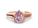 Rose gold Fancy Pink Pear Cut Solitaire Tension Set Diamond Ring with Split Shank Band