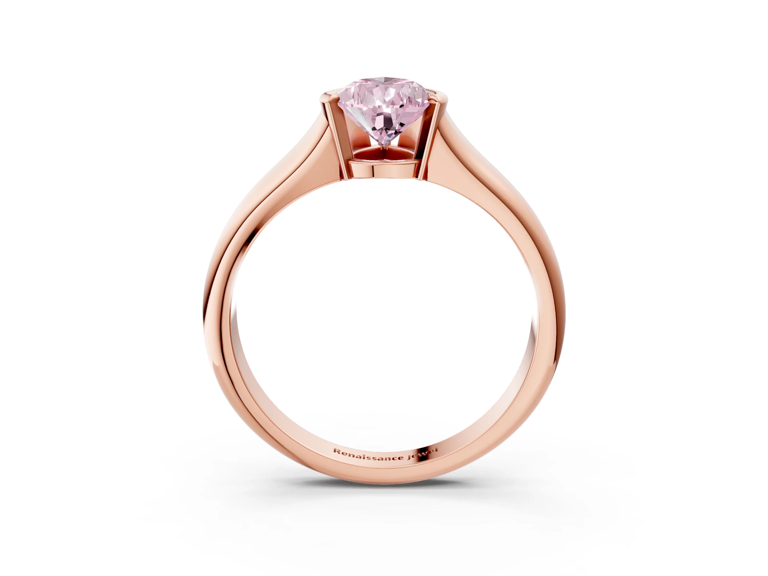Rose gold Fancy Pink Pear Cut Solitaire Tension Set Diamond Ring with Split Shank Band_3