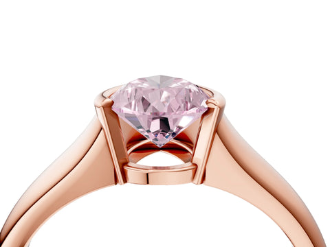 Rose gold Fancy Pink Pear Cut Solitaire Tension Set Diamond Ring with Split Shank Band_4