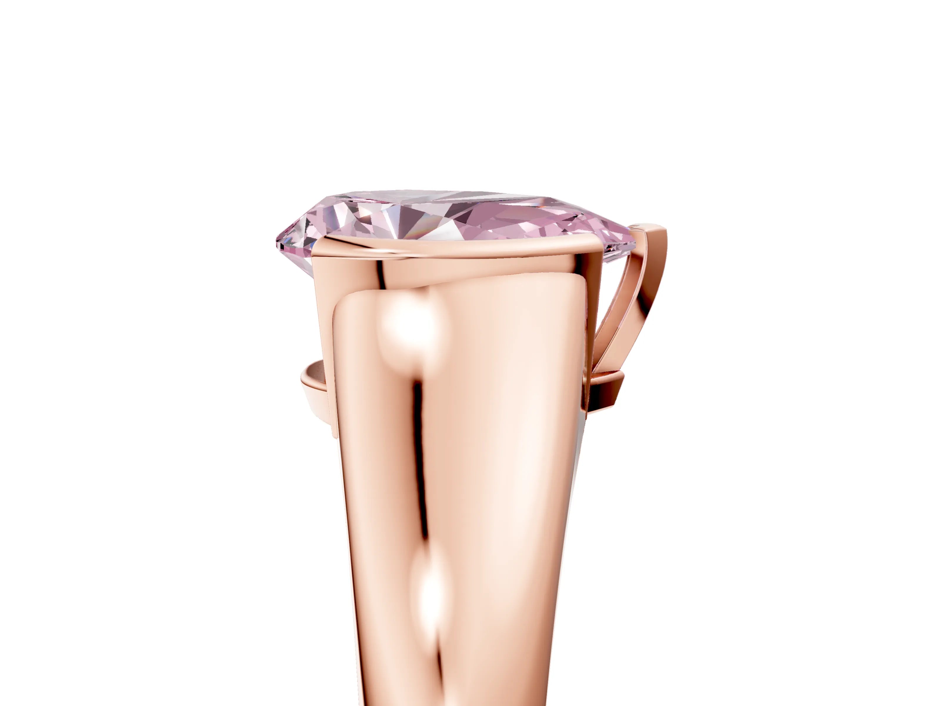 Rose gold Fancy Pink Pear Cut Solitaire Tension Set Diamond Ring with Split Shank Band_5