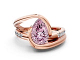 Rose gold Fancy Pink Pear Cut Solitaire Tension-Set Diamond Split Shank Ring